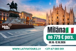 Atpūtas un ceļojumu piedāvājumi 25.09.2026 - 02.10.2026 Milāna – modes un itāļu šarma pilsēta! Latvia Tours